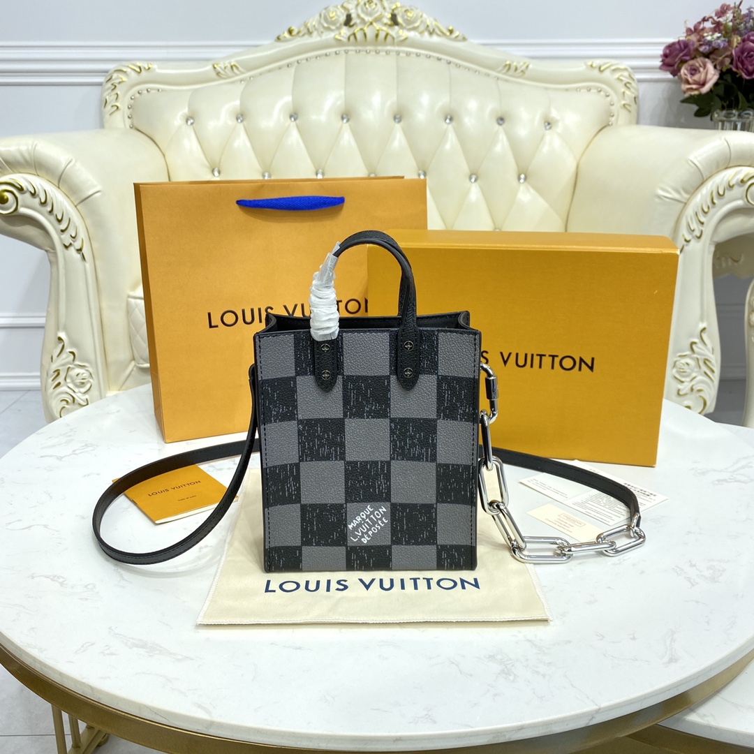 Louis Vuitton SAC PLAT PM Handbag Cowhide Leather N60479 Graphite